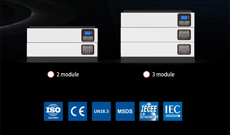 Long Warranty Modular Li-ion 48V 100ah 200ah Battery Cabinet 6000 Times Cycle Stacked Mounted LiFePO4 Battery Hybrid Battery Powerwall