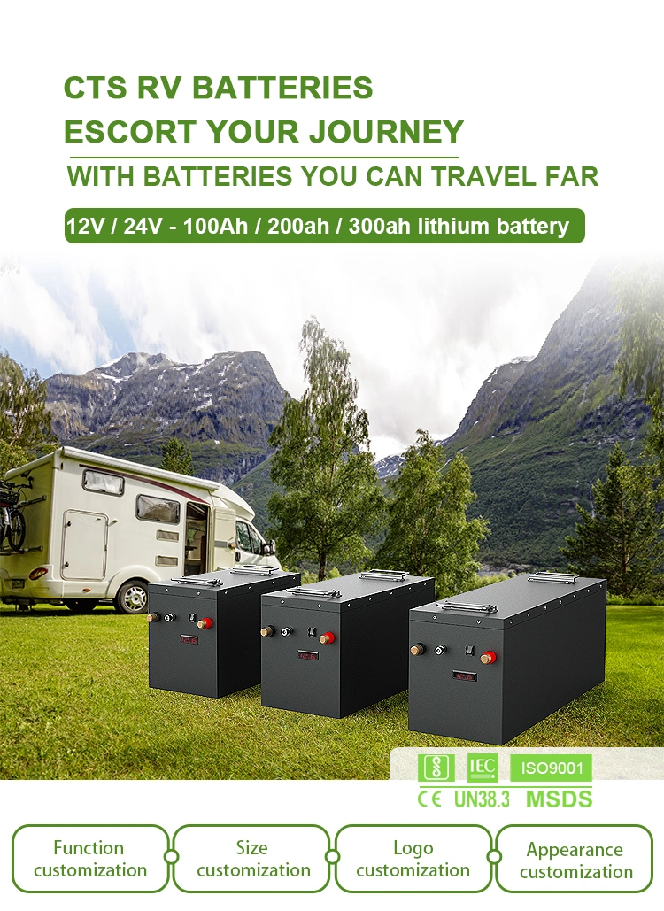 Rechargeable 12V 24V 48V 100ah 200ah 300ah 400ah 500ah Solar Storage Li Ion Lithium LiFePO4 Battery for RV Golf Cart Yacht Marine Motorhome Agv