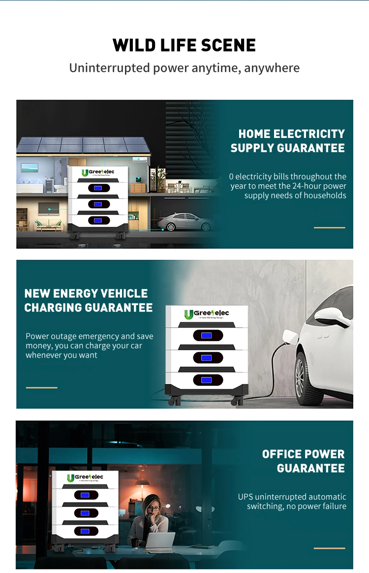 U-Greenelec High Energy Density Conversion Efficiency 51.2V 200ah 100ah LiFePO4 Battery Energy Storage Stackable 48V Batteries